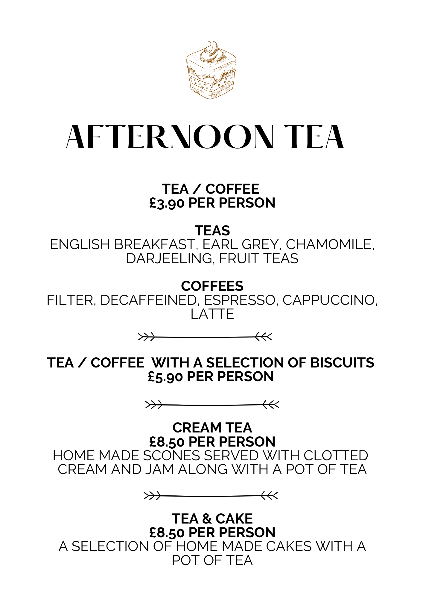 Afternoon Tea Menu